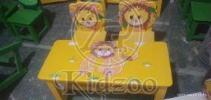 Baby Lion Theme Wooden Kid Table Set