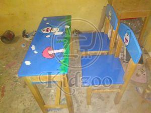 Doraemon Theme Wooden Rectangular Table with Chair