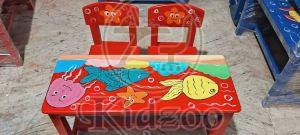 Rectangular Wooden Aquatic Design Kids Table with Chair