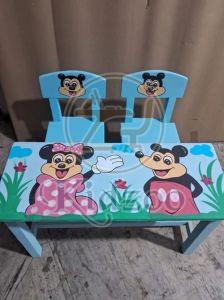 Mickey Mouse Theme Wooden Kid Table Chair Set