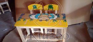 Rectangular Play School Wooden Furniture Set