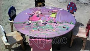 Round Wooden Play School Table Set with Motu Patlu Theme