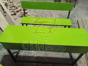 Wooden Classroom Desk 2 Seater with Storage Shelf