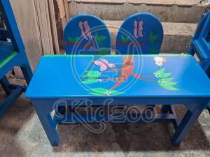 Wooden Kid Mini Rectangle Table With Two Chairs