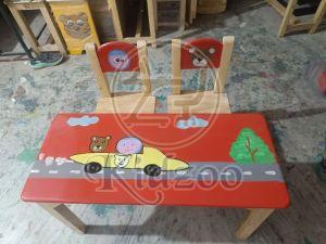 Wooden Play School Rectangular Table Chair Set