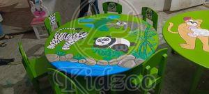 Zoo Animal Design Kids Round Study Table with Chair