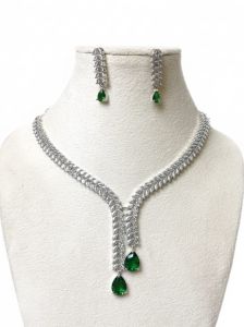 Green Teardrop AD Necklace Set