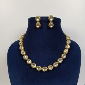 Minimal Gold-Tone Pear Stone Necklace Set