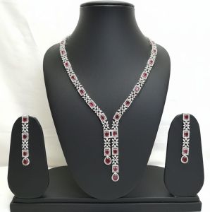 Premium Silver-Tone V-Drop Necklace Set