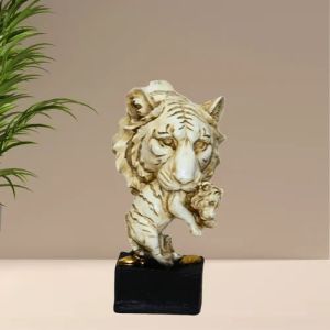 Antique White Tiger Head Showpiece