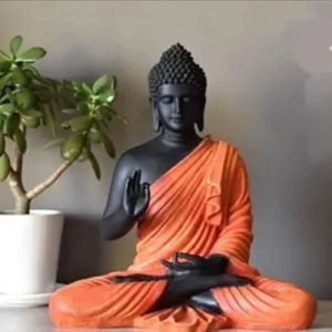 Black and Orange Resin Buddha Statue