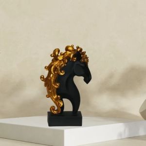 Black Polyresin Horse Decorative Statue