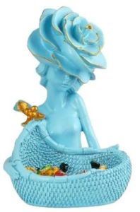 Blue Polyresin Lady Statue