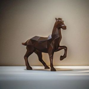 Brown Resin Running Horse Sculpture