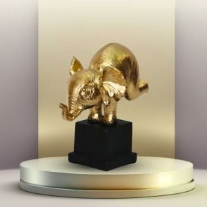 Golden Polyresin Elephant Statue