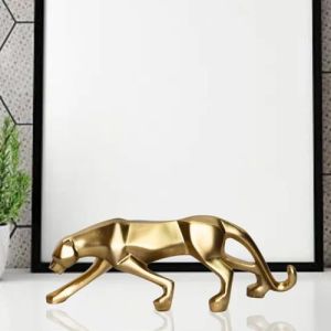 Golden Polyresin Panther Statue