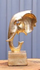 Golden Resin Elephant Head Statue