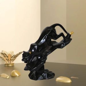 Handcrafted Black Resin Panther Decorative Statue