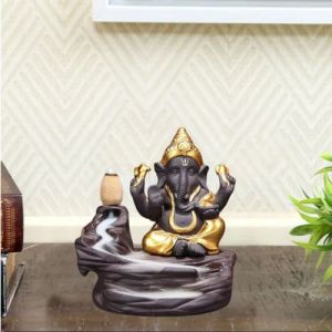 Multicolor Smoke Lord Ganesha Fountain Statue