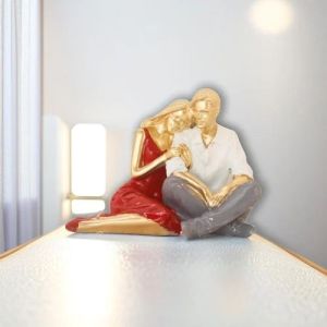 Peach Resin Couple Statue