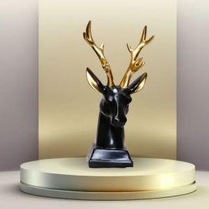 Polyresin Black Deer Head Showpiece