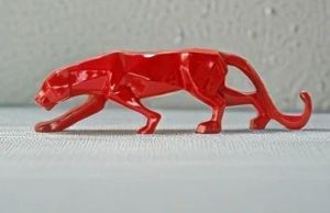 Red Resin Panther Statue