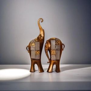 Resin Elephant Pair Statue