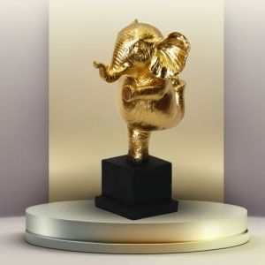 Resin Golden Dancing Elephant Statue