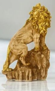 Resin Lion on Rock Statue