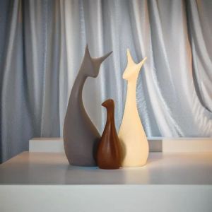 Resin Multicolor Deer Family Showpiece Set