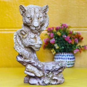 Resin Tiger Couple Face Statue
