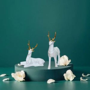 Resin White Deer Set