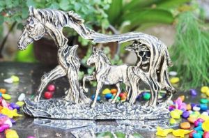 Silver Polyresin Horse Decorative Showpiece