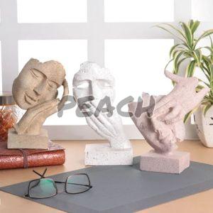 3 Men Resin Face Showpiece Statue