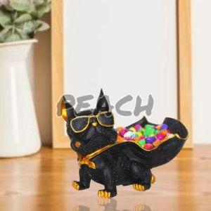 Black Dog Decorative Basket Statue