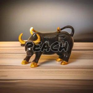 Black Golden Resin Bull Statue