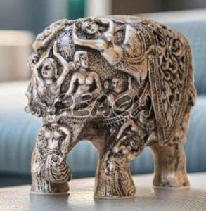 Carved Resin Standing Elephant Statue