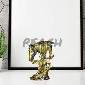 Golden Cowboy with Horse Statue