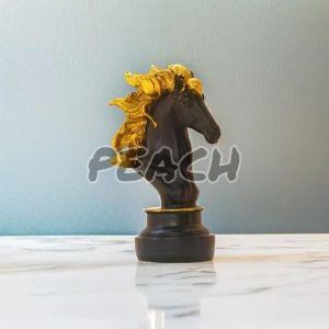 Golden Matte Black Horse Head Polyresin Statue