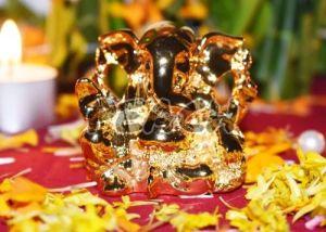 Golden Polyresin Ganesha Statue