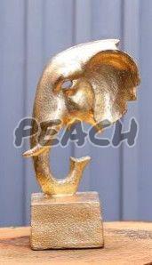 Golden Resin Elephant Head Statue