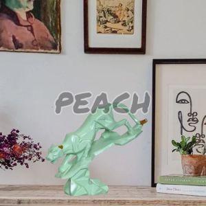 Green Polyresin Jaguar Statue