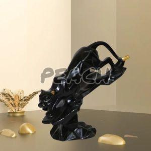 Handcrafted Black Resin Panther Decorative Statue