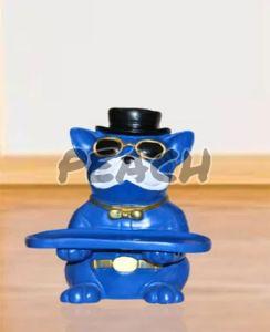 Handicraft Resin Blue Dog Tray Showpiece