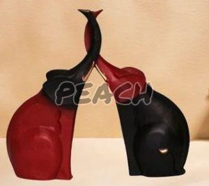 Red Black Elephant Pair Statue