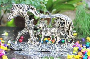 Silver Polyresin Horse Decorative Showpiece
