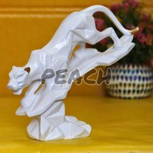 White Polyresin Panther Statue
