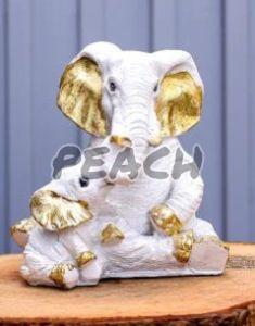 White Resin Elephant Family Showpiece