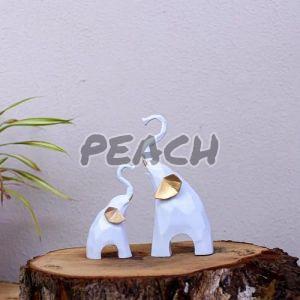 White Resin Elephant Pair Statue