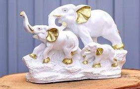 White Polyresin Elephant Family Statue